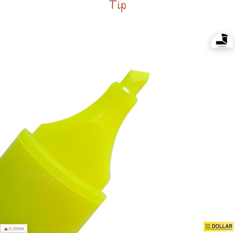 DOLLAR HIGHLIGHTER CHISEL TIP YELLOW - Image 3