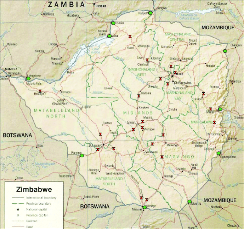 ZIMBABWE MAP IN TUBE